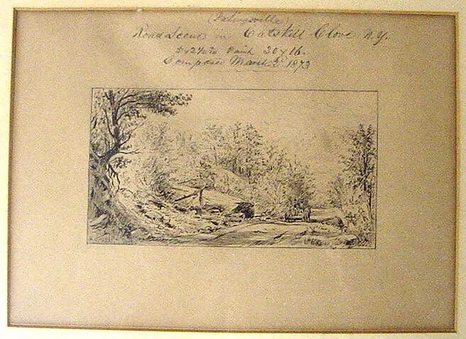 Road Scene in Catskill Clove, N.Y. (Palingsville), by William Rickarby Miller, ink, 1873