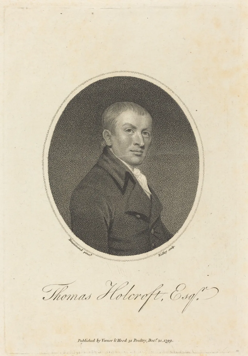 Thomas Holcroft, by William Ridley, ink, 1799