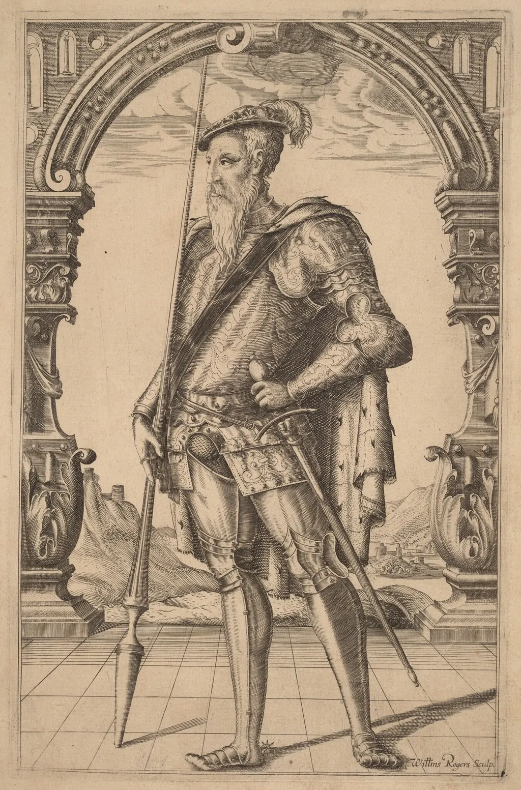 Alfonso X, King of Castile, by William Rogers, ink, 1601