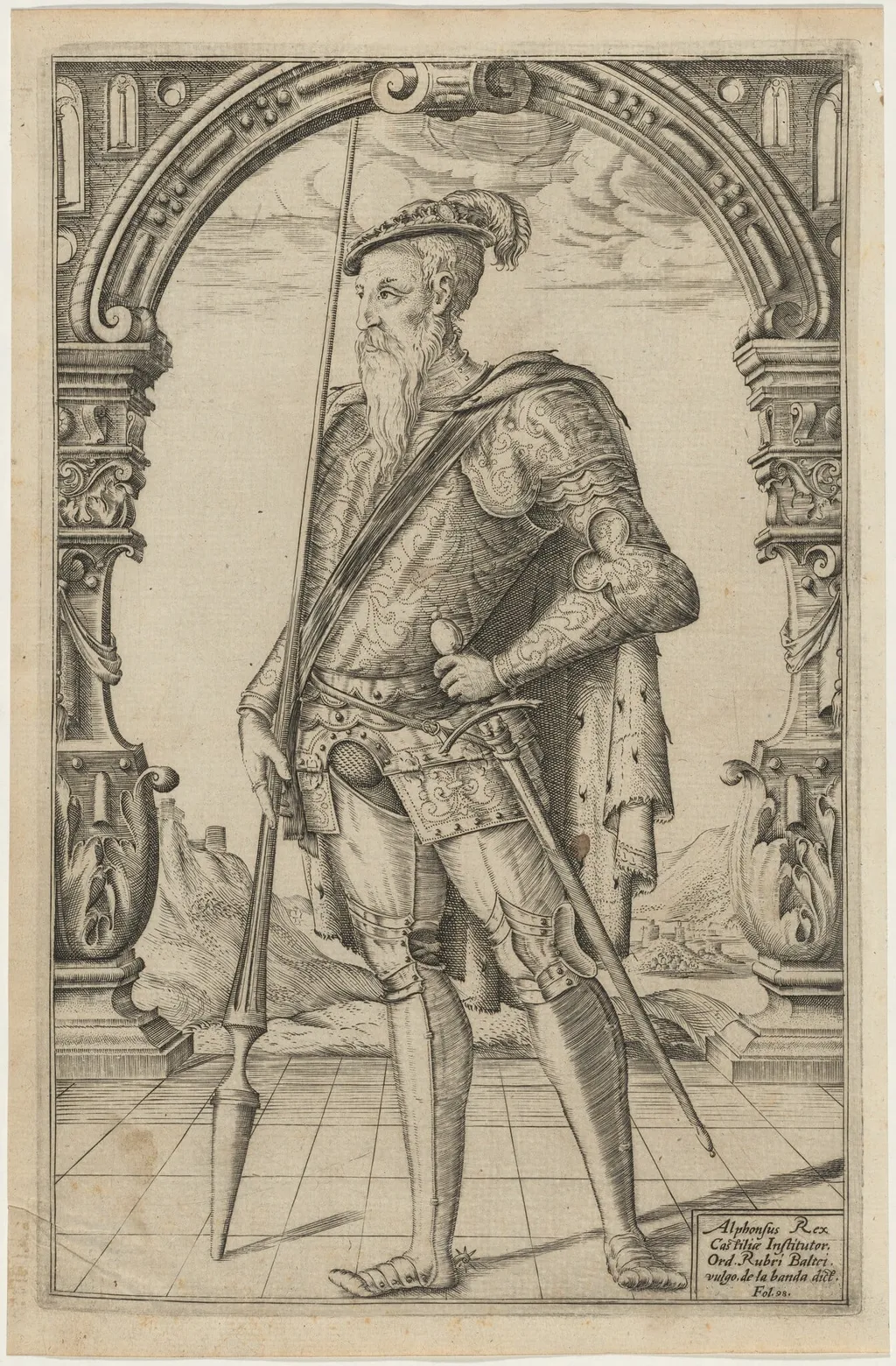 Alphonso, King of Castile, by William Rogers, ink, 1629