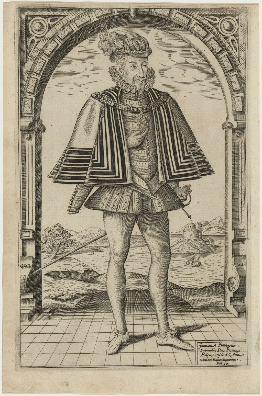 Emmanuel Philibert, Duke of Savoy, by William Rogers, ink, 1602