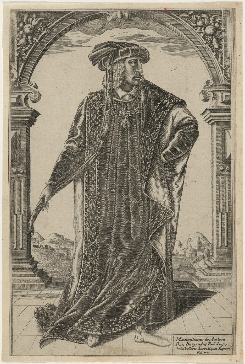 Emperor Maximilian I, by William Rogers, ink, 1602