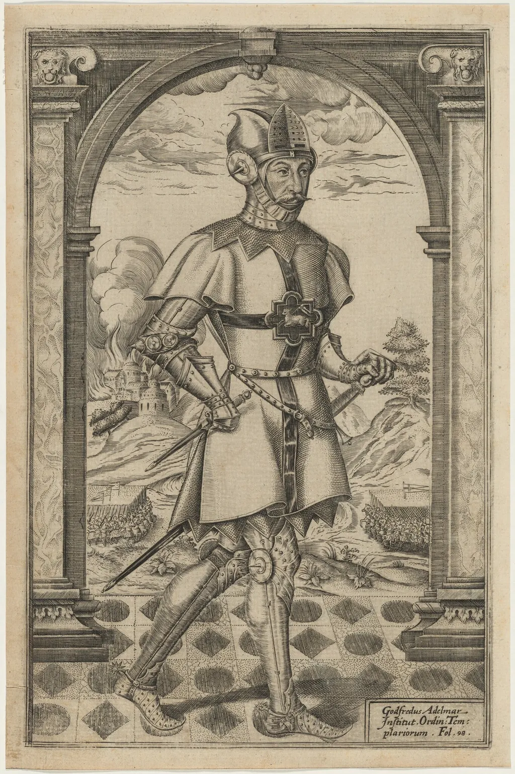 Godfredus Aldemarus Alexandrino (Godfrey Adelmar), by William Rogers, ink, 1602