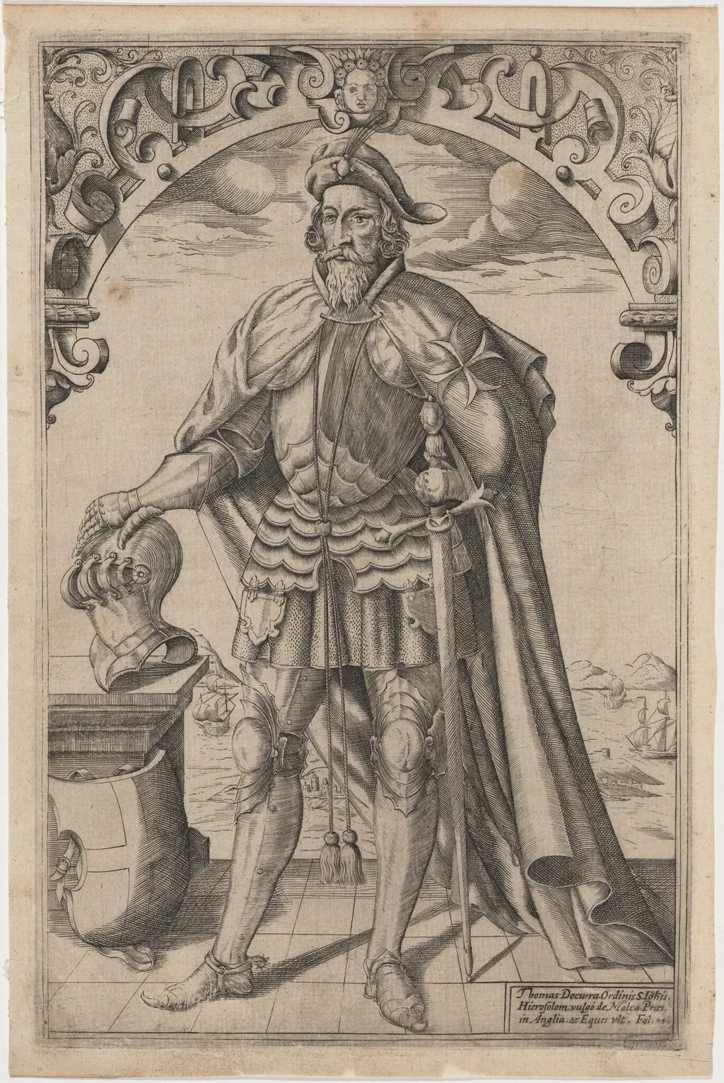 Sir Thomas Docwra, by William Rogers, ink, 1629