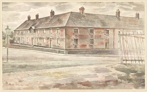 The Almshouses, Newcastle-under-Lyme, by William Rothenstein