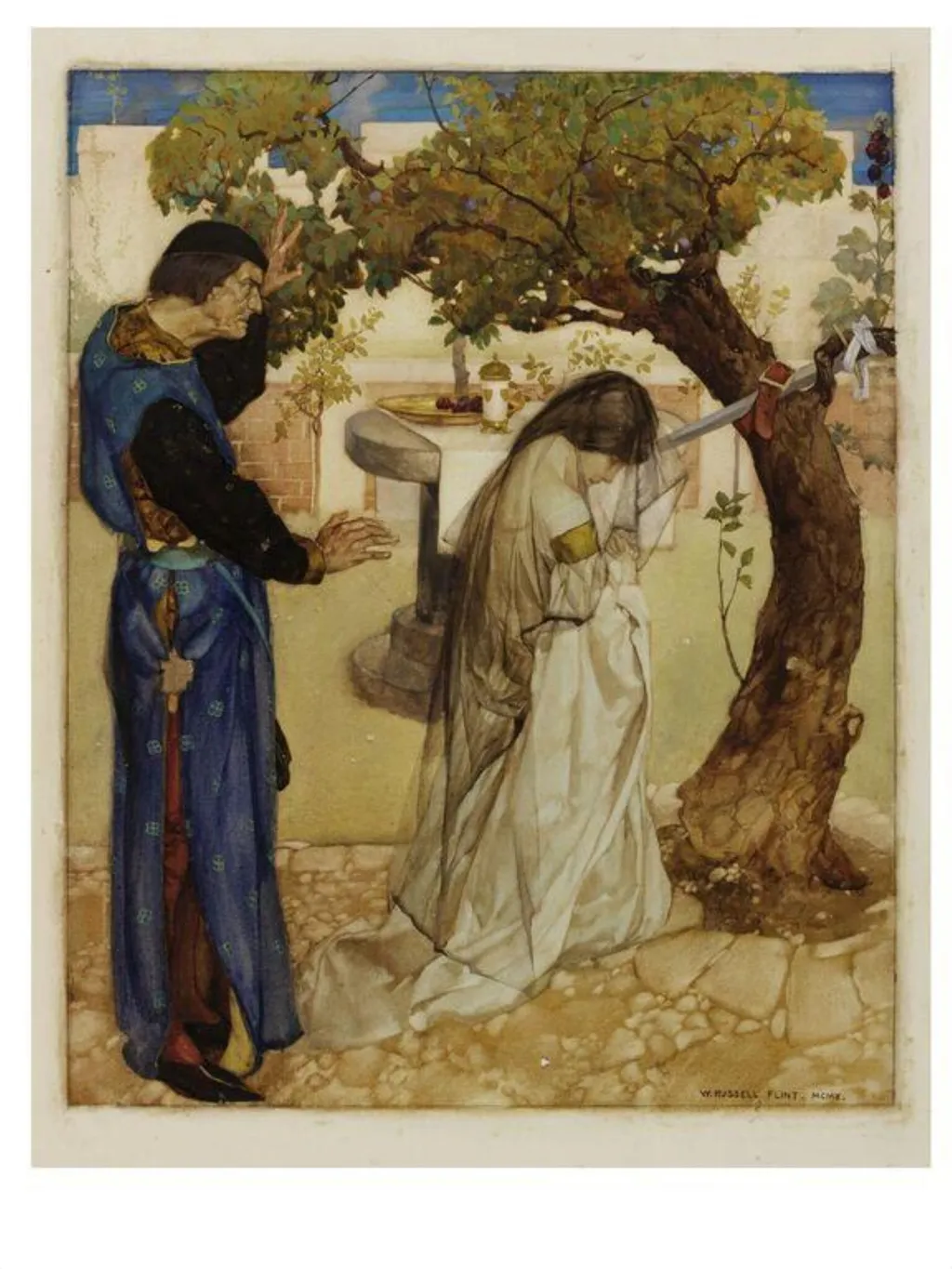 Illustration to 'Le Morte d'Arthur', book 9, chapter 20, by William Russell Flint, watercolor, 1911
