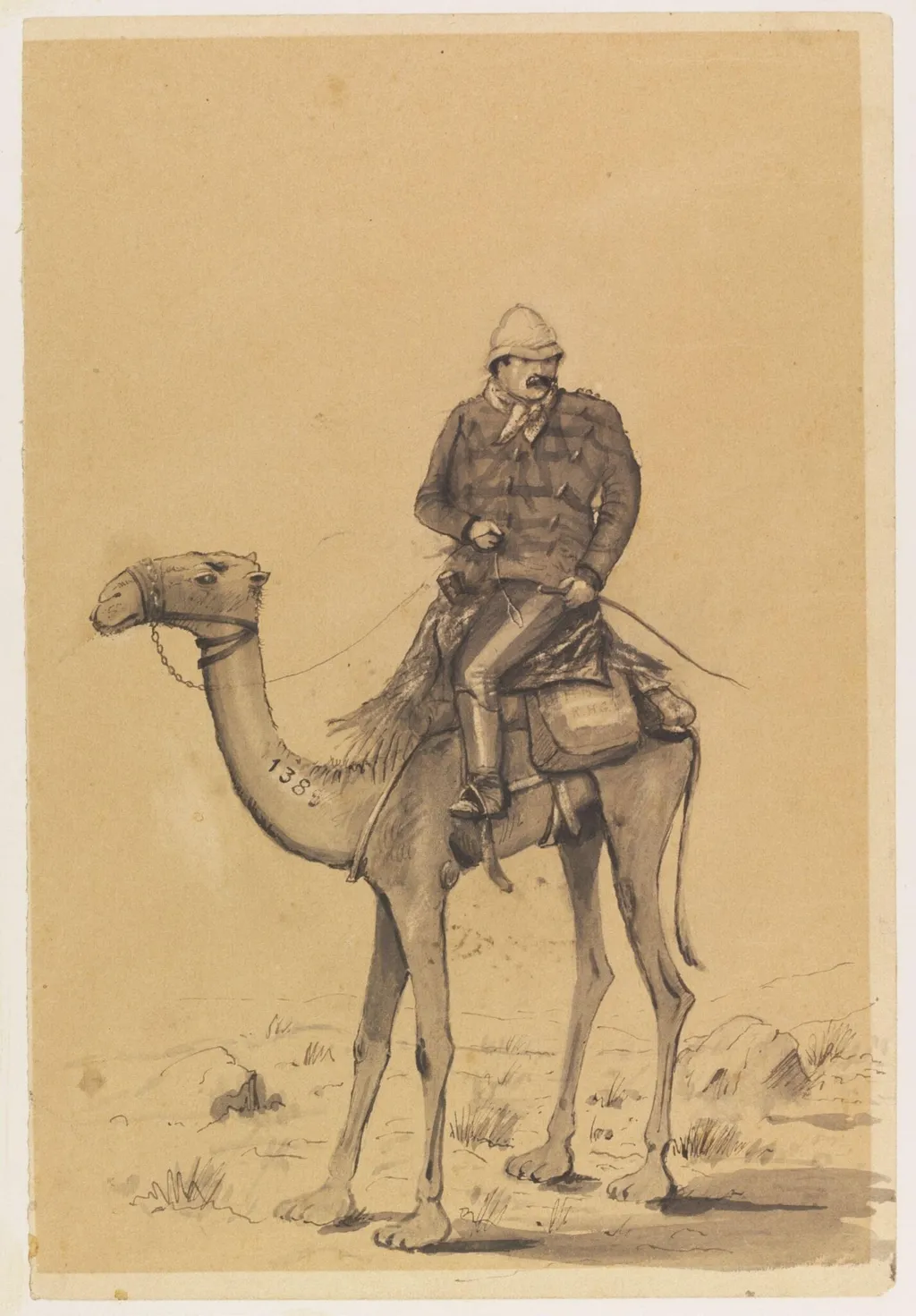 Col. Burnaby, Royal Horse Guards. Gakdul, 1885, by William S. Perry, watercolor, 1885