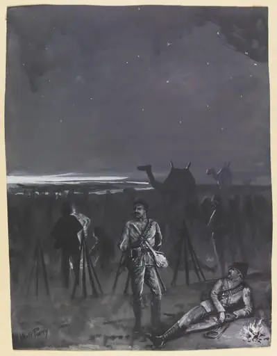 Scene With Soldiers At Night, by William S. Perry