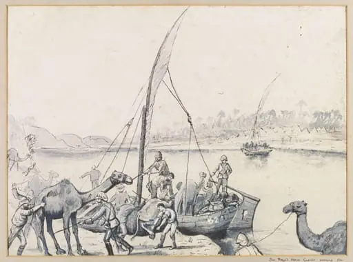 The Royal Horse Guards crossing the Nile at Handak