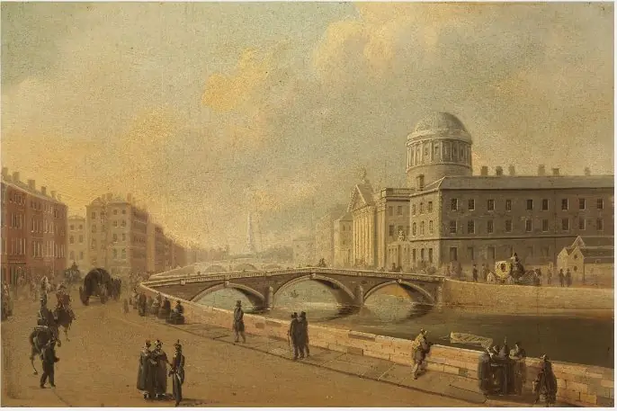 A view of the Four Courts and Richmond Bridge, by William Sadler