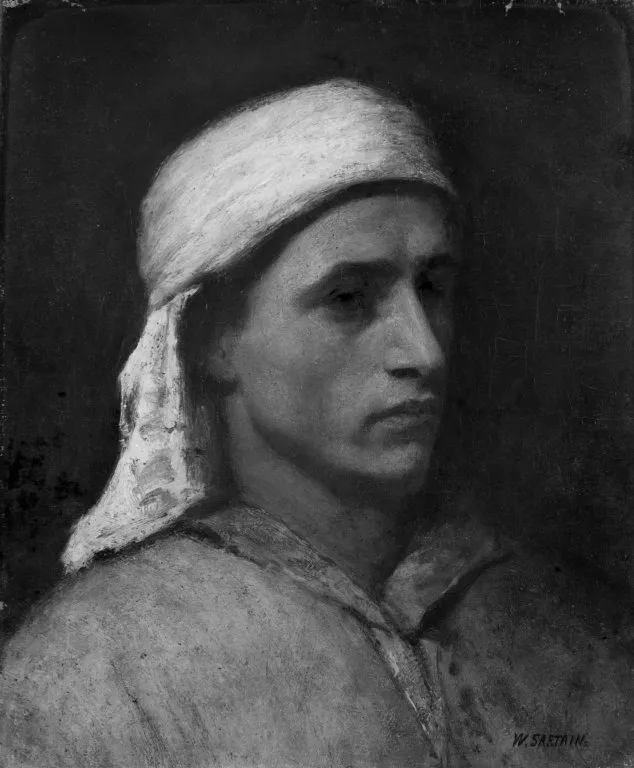 Arab Head, by William Sartain, oil, 1890