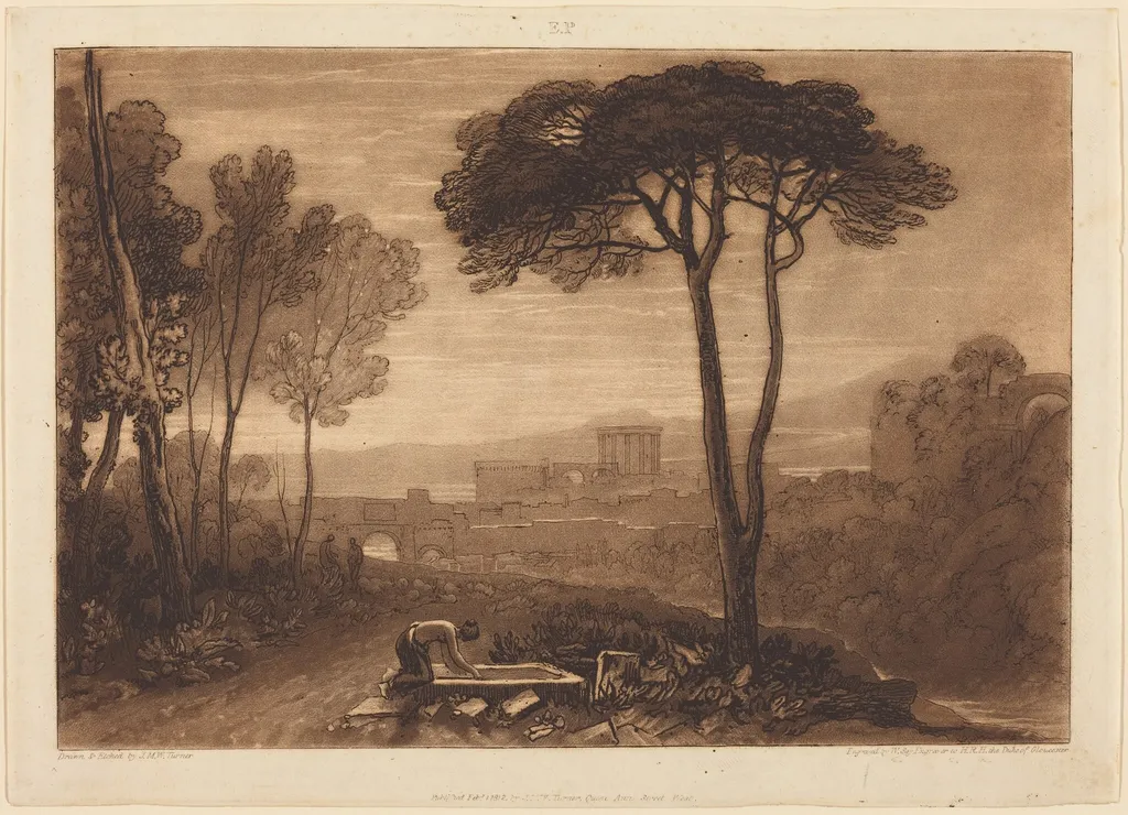 Scene in the Campagna, by William Say, ink, 1812