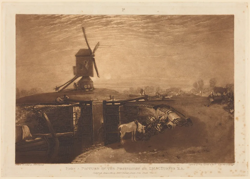 Windmill and Lock, by William Say, ink, 1811