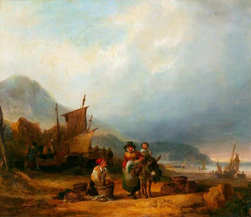 Buying Fish, by William Shayer, oil, 1837