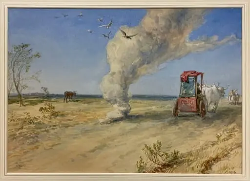 A whirlwind of dust, India, by William Simpson