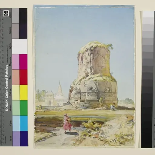 Buddhist stupa at Sarnath, Benaras, by William Simpson