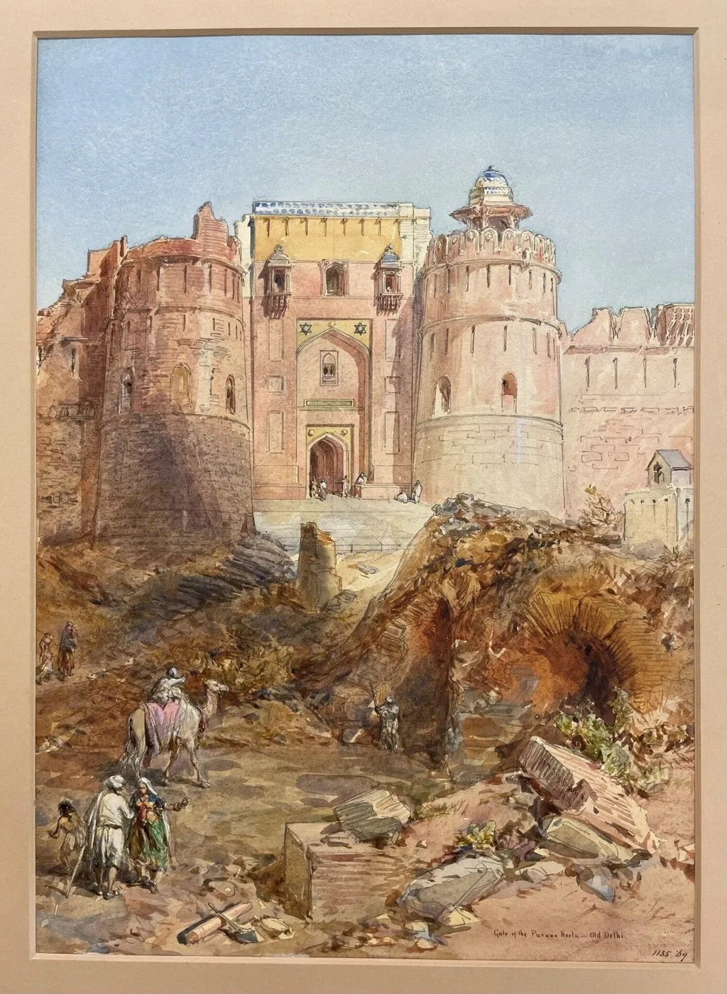 Gate of Purana Qila, Old Delhi, by William Simpson, paint, 1864