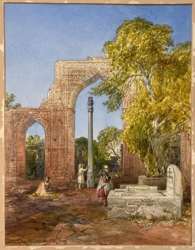 Iron Laht at the Kootub, Old Delhi, by William Simpson