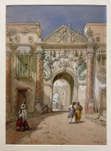 Mermaid gate, Kaiserbagh, Lucknow, by William Simpson