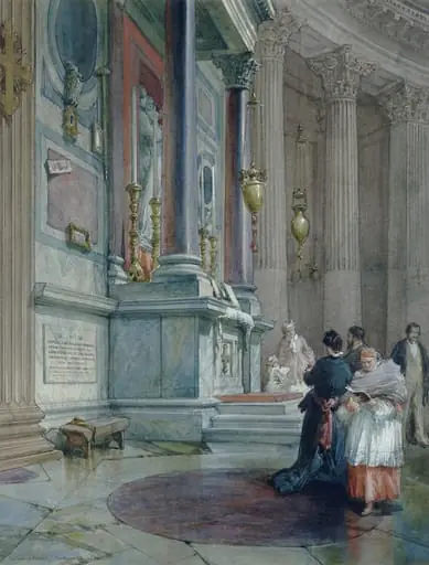 The Tomb of Raphael in the Pantheon, Rome, by William Simpson