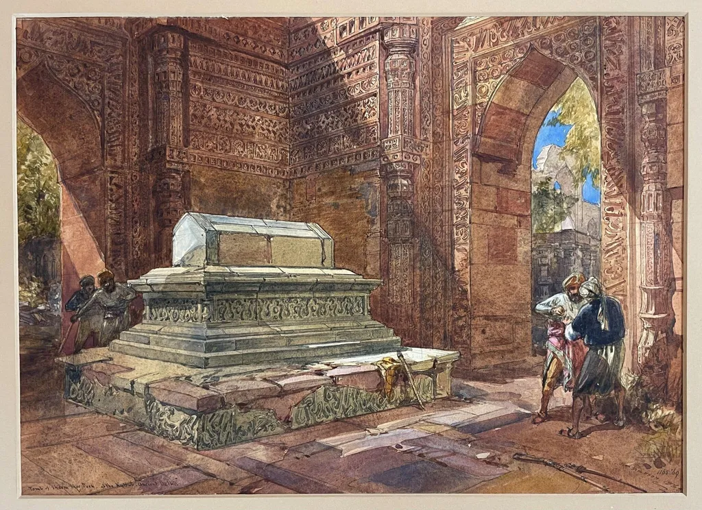 Tomb of Shams ud-Din Iltutmish at the Qutub Minar, Delhi, by William Simpson, paint, 1865
