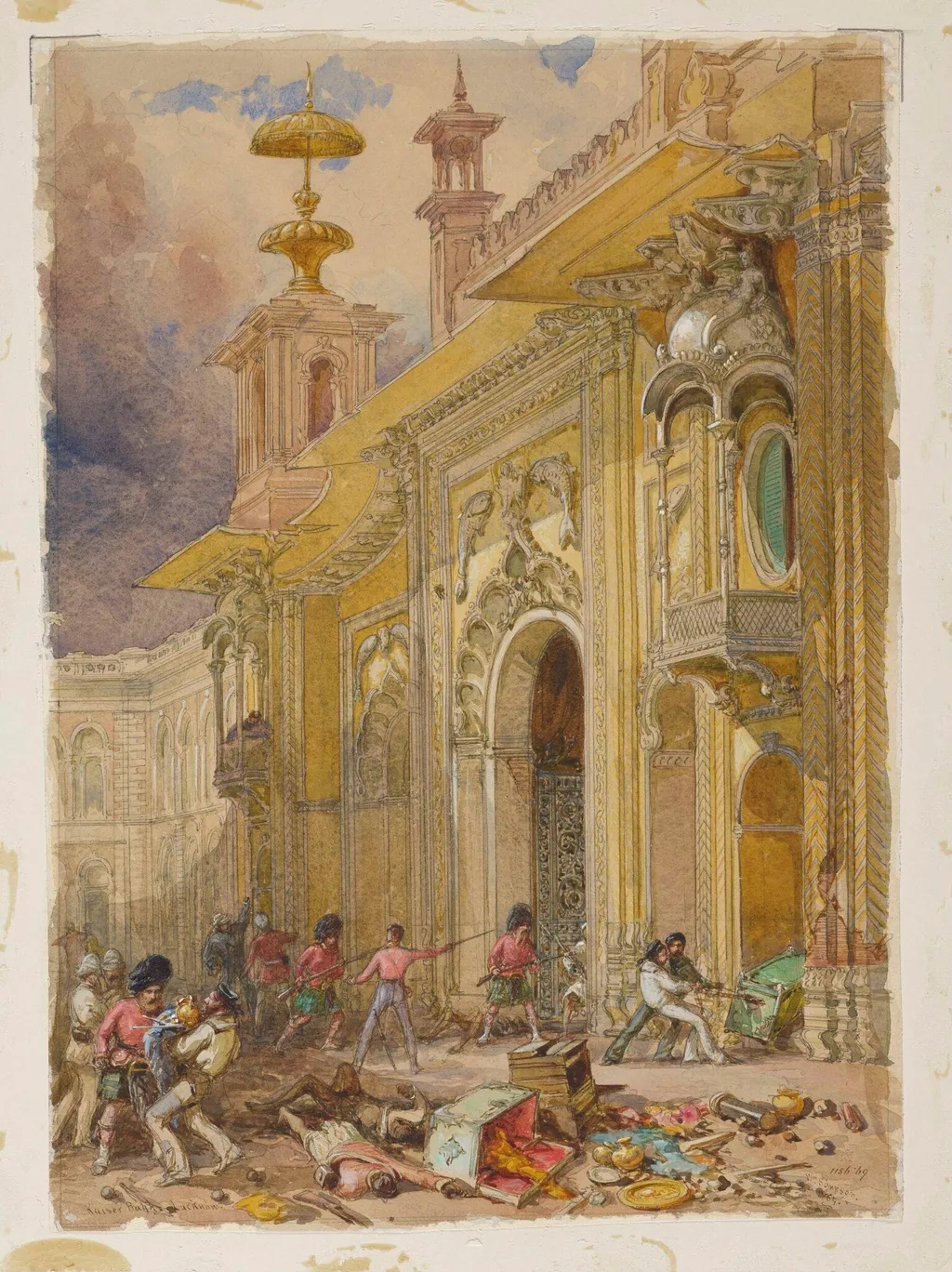 View of the Kaiser Bagh in Lucknow, by William Simpson, paint, 1864