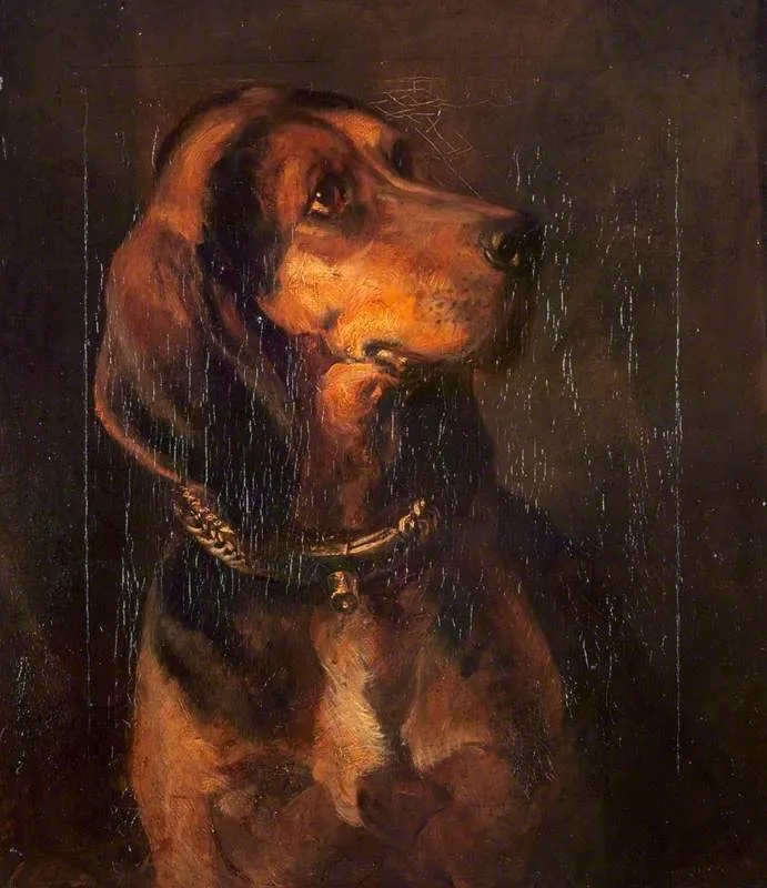 A Dog's Head, by William Simson, oil, 1833