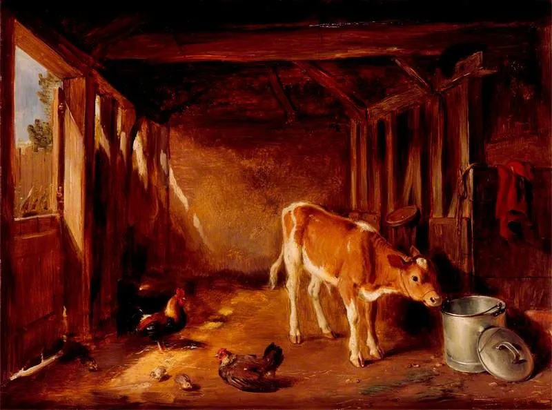 Interior of a Cattle Shed, by William Simson, unspecified, 1845