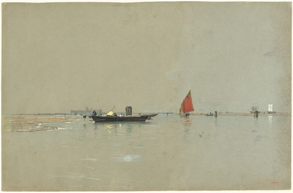 A Venetian Lagoon, by William Stanley Haseltine, ink, 1872