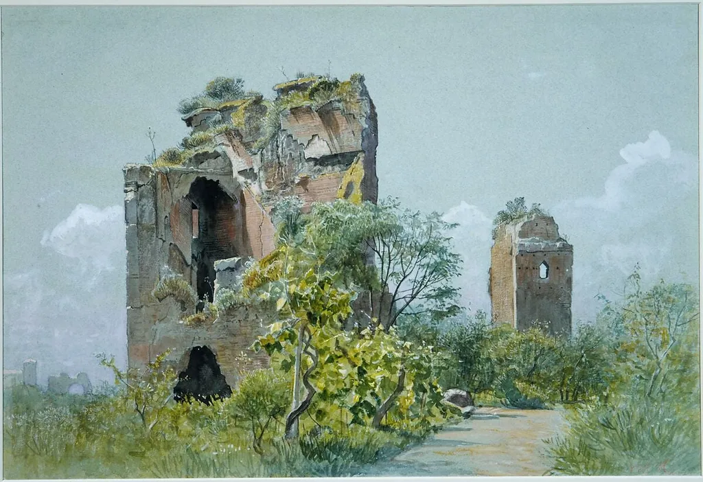Baths of Trajan (Sette Sale, Villa Brancaccio, Rome), by William Stanley Haseltine, watercolor, 1882