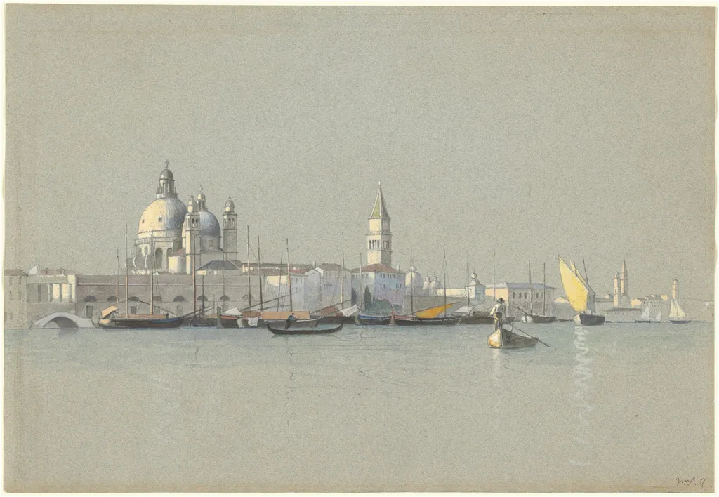 View across the Giudecca Canal toward the Salute and the Campanile of San Marco, by William Stanley Haseltine, graphite, 1875