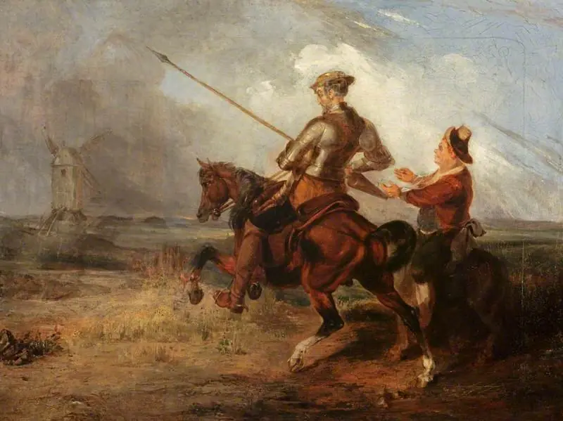 Don Quixote Tilting at a Windmill, by William Stewart Watson