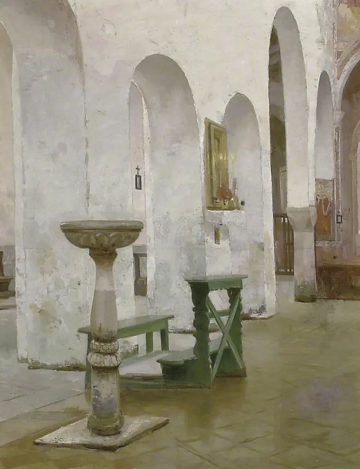 Interior of the Church of Sta Maria in Porto Fuori, Ravenna, by William Stokes Hulton