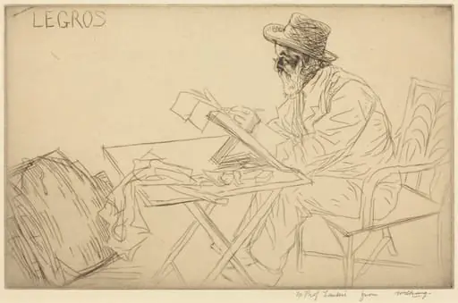 Alphonse Legros Sketching, by William Strang