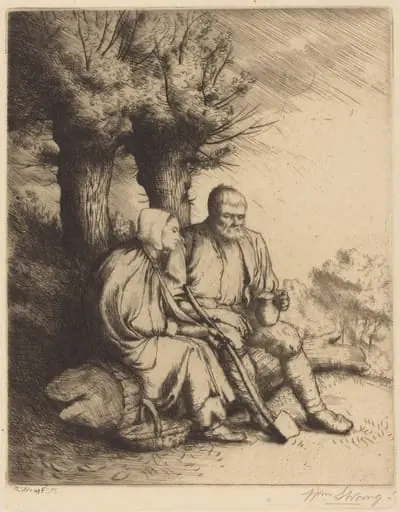 Man and Woman under a Tree, by William Strang