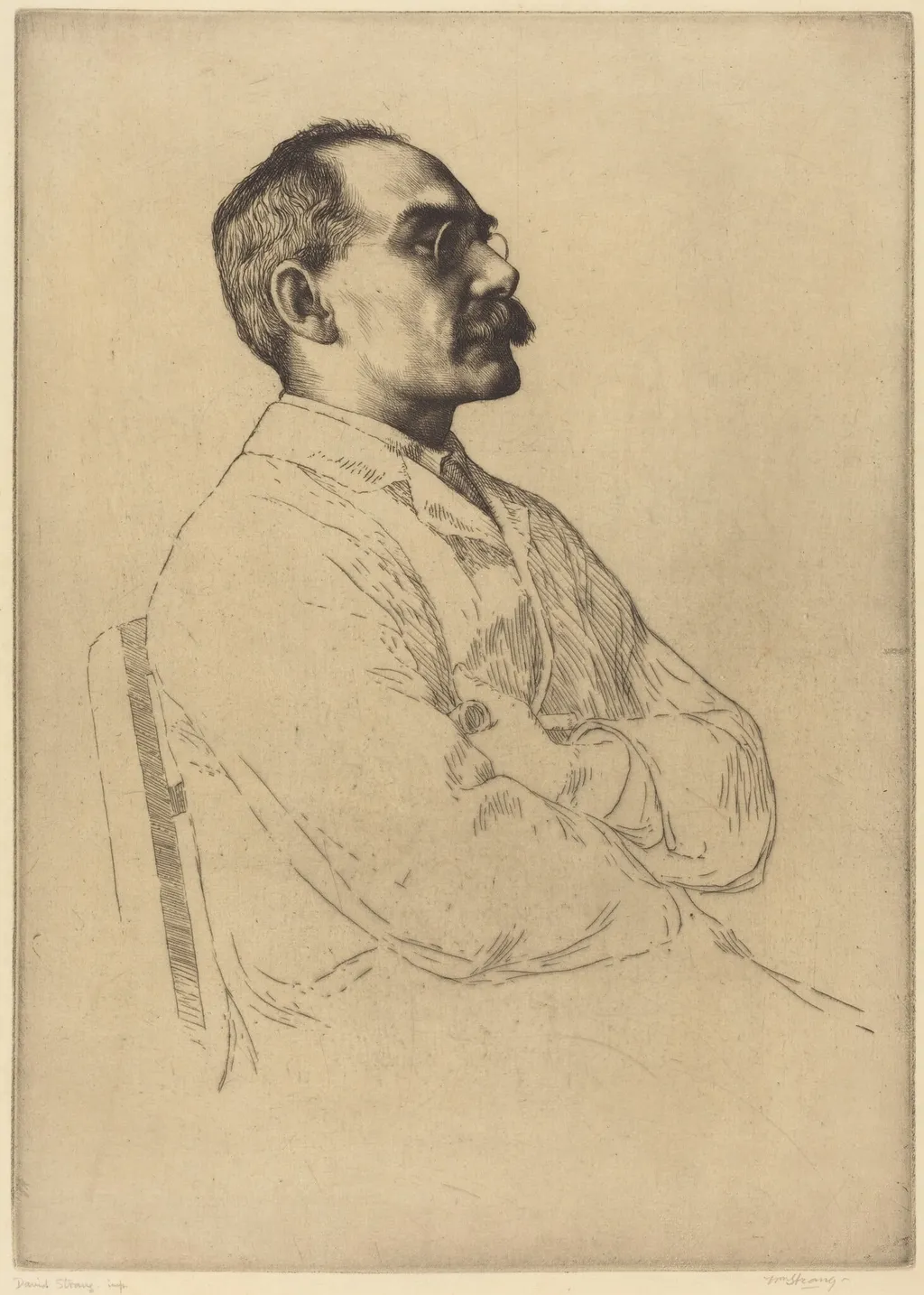 Rudyard Kipling, by William Strang, ink, 1890