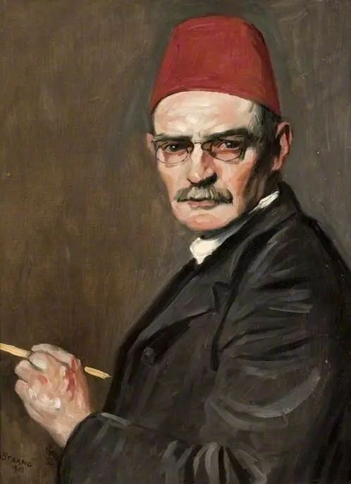 The Red Fez: Self Portrait, by William Strang