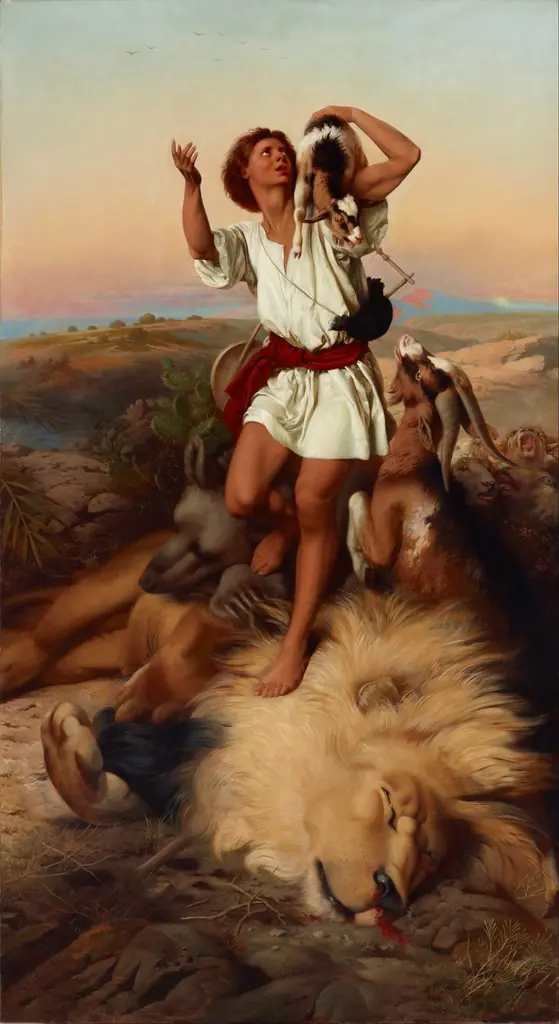 David's first victory, by William Strutt