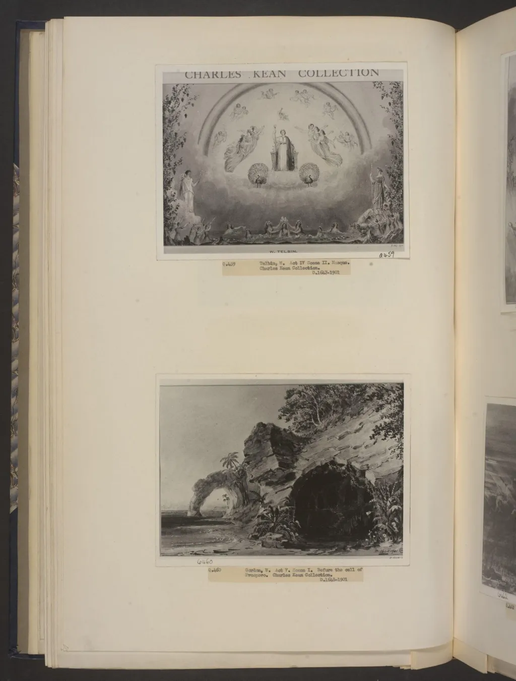 drawing of scenery and props in The Tempest, by William Telbin, 1855