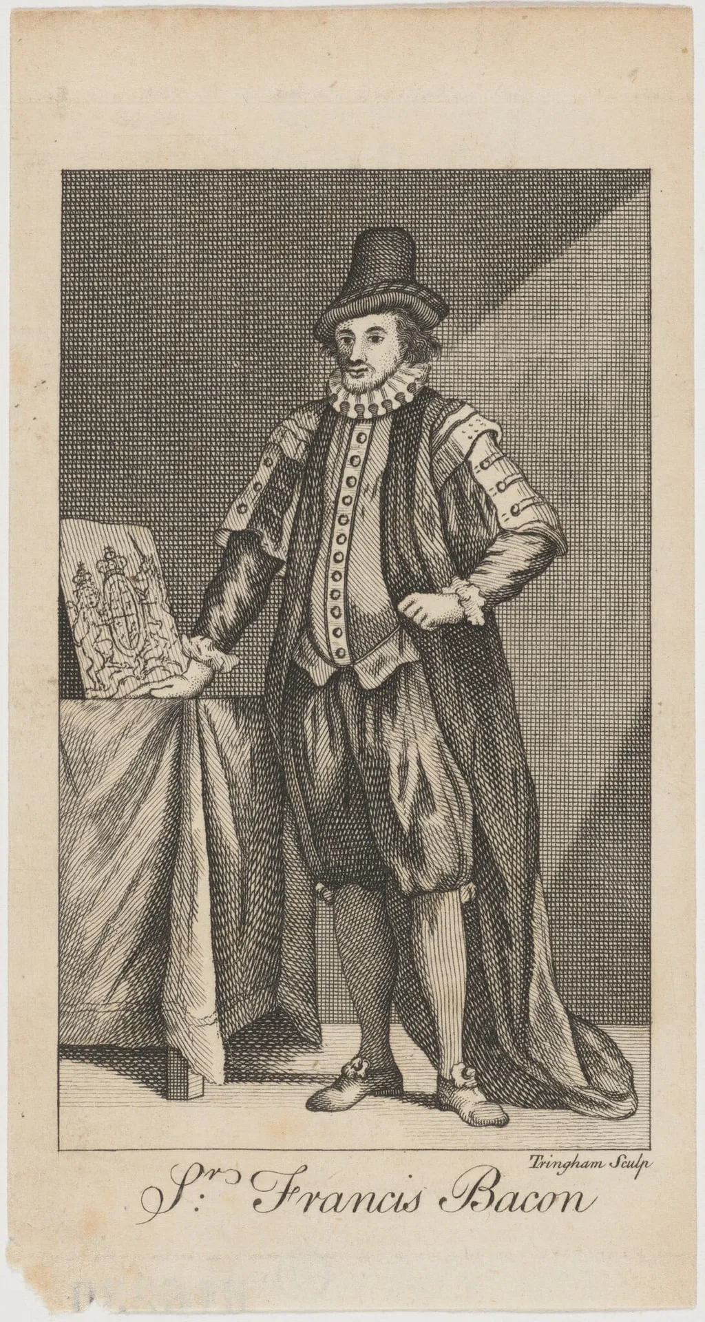 Sir Francis Bacon, by William Tringham, ink, 1762