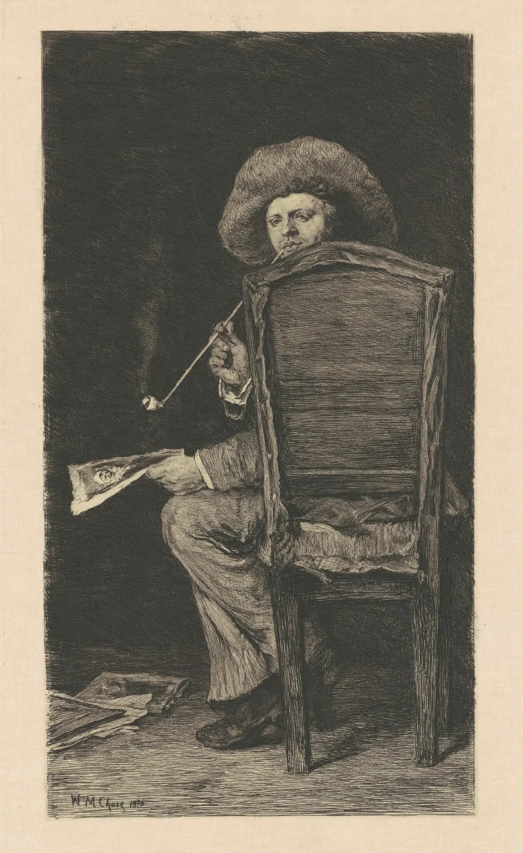Frank Duveneck, by William Unger, ink, 1875