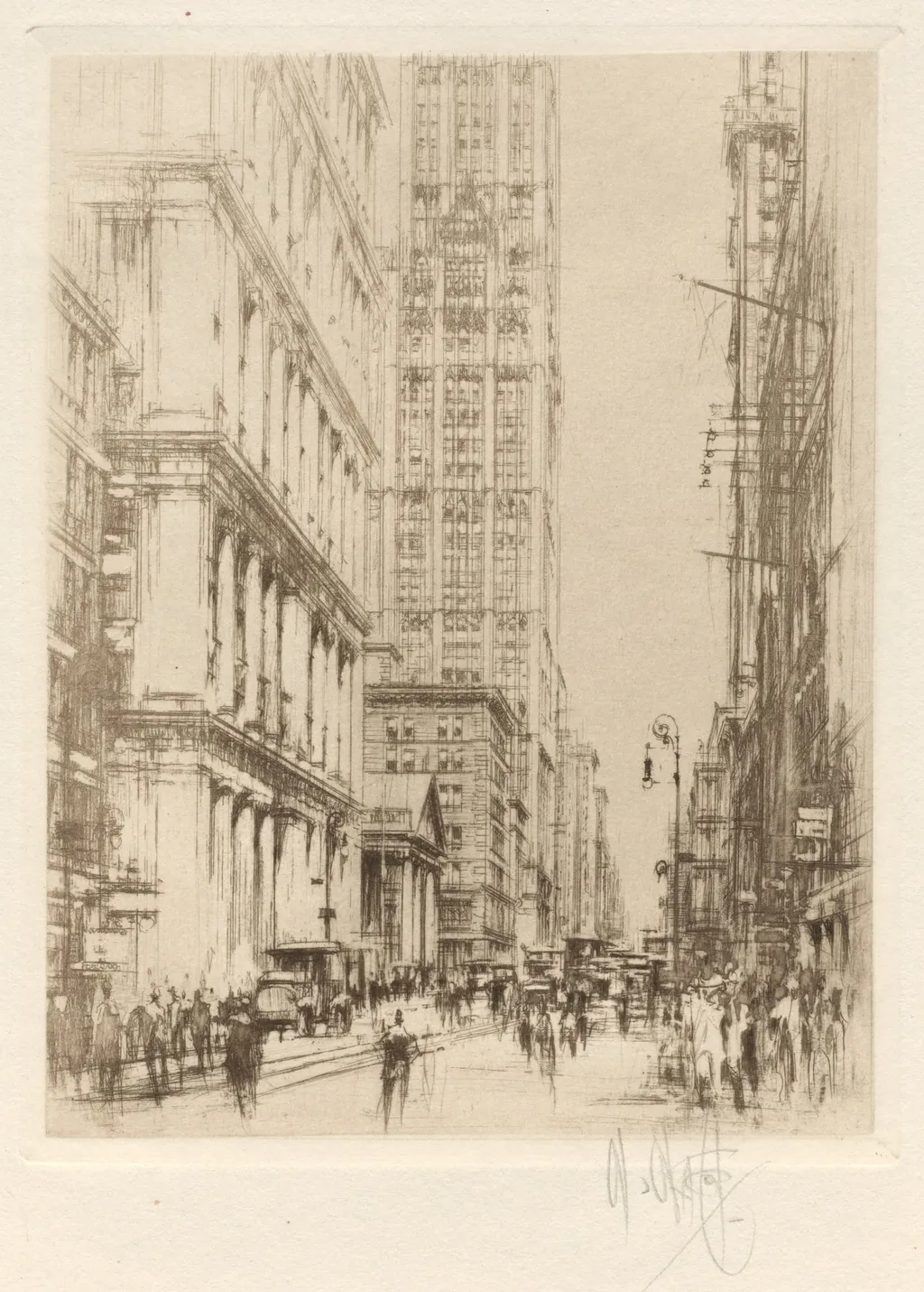 Lower Broadway, Down-Town New York, by William Walcot, 1924