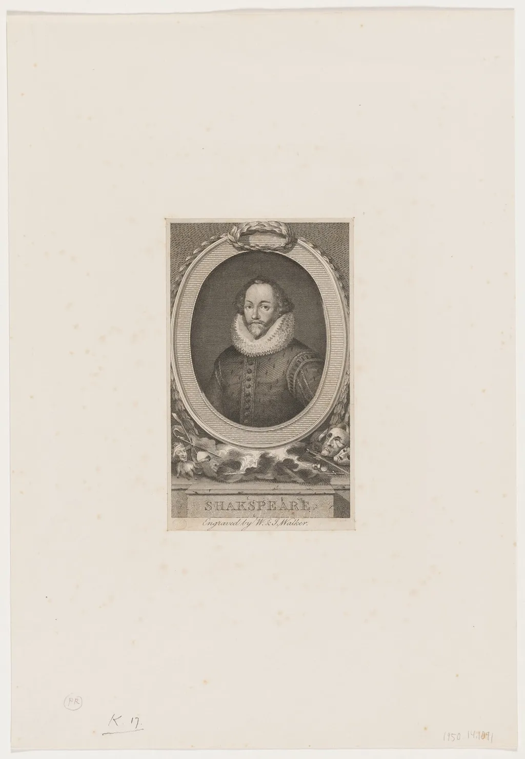 Shakespeare, by William Walker, ink, 1829