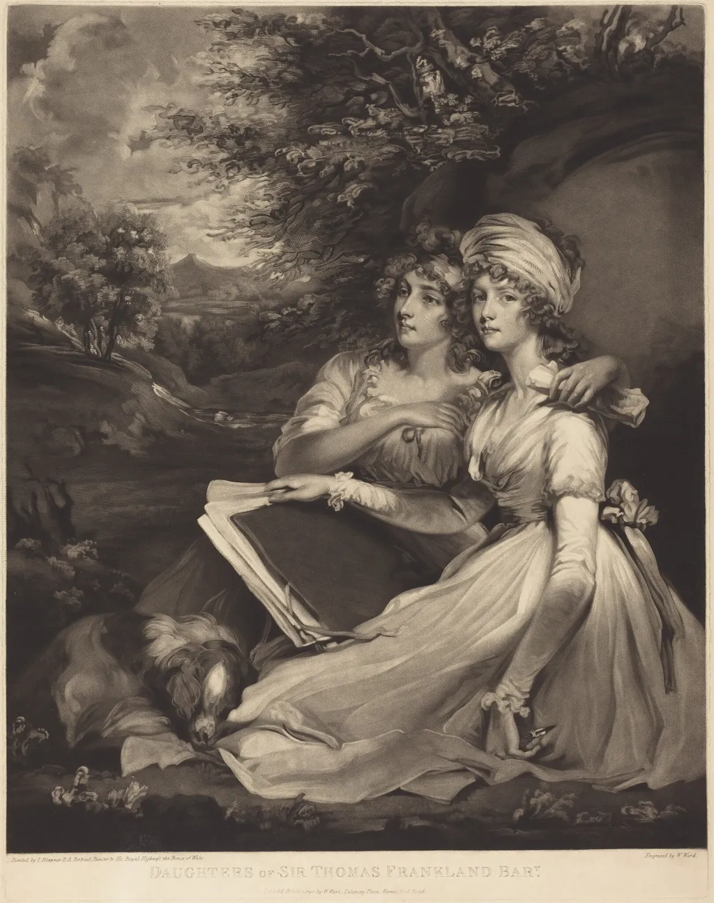 Daughters of Sir Thomas Frankland Bart (The Sisters), by William Ward, ink, 1797