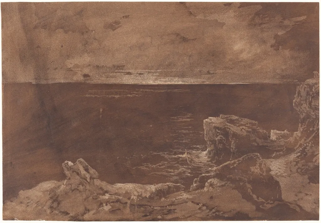 A Rocky Coast by Moonlight, by William West, 1824