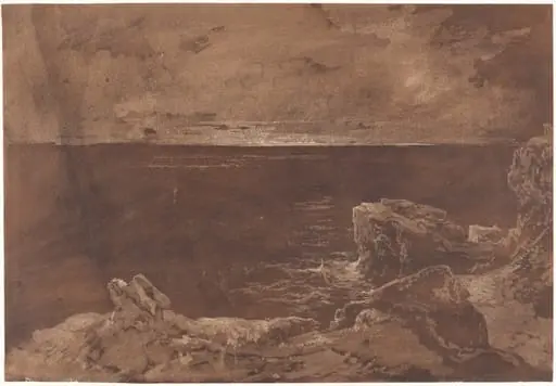 A Rocky Coast by Moonlight, by William West
