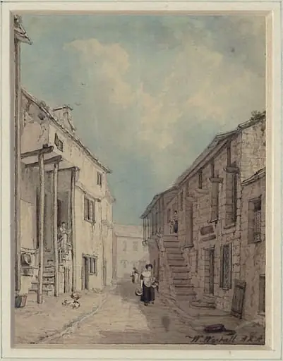 Street scene in Dent, Yorkshire, by William Westall