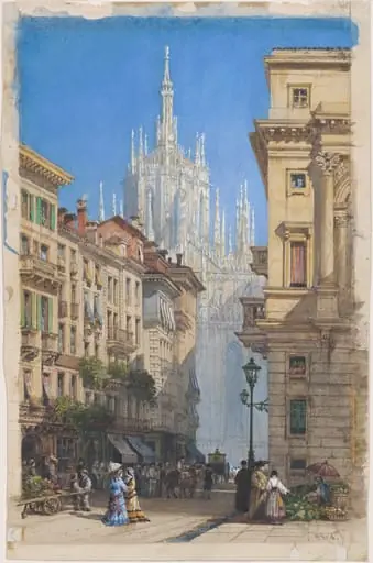 The Duomo in Milan from a Side Street, by William Wyld