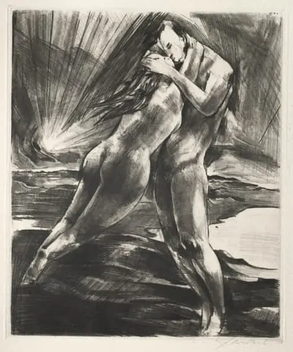 Arno Holz Mappe: Schwebendes Paar, by Willy Jaeckel