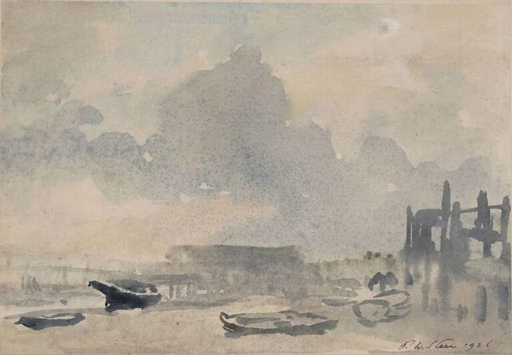 The Beach, Shoreham, by Wilson Steer, watercolor, 1926